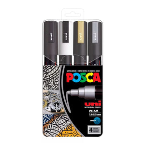 Marcadores Posca 5M con 4 Básicos