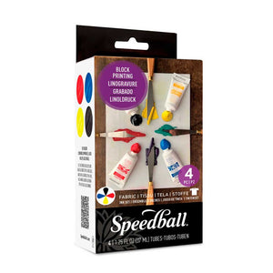 Set Tintas para grabado textil Speedball con 4