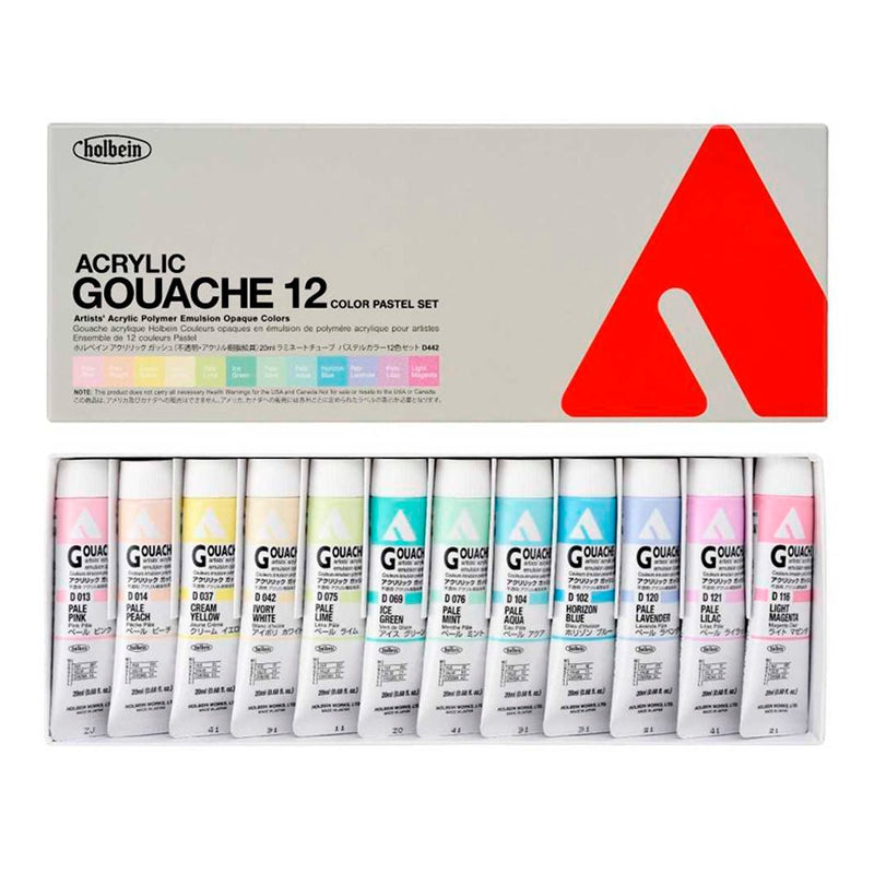 Gouaches Holbein Acryla con 12 Pastel